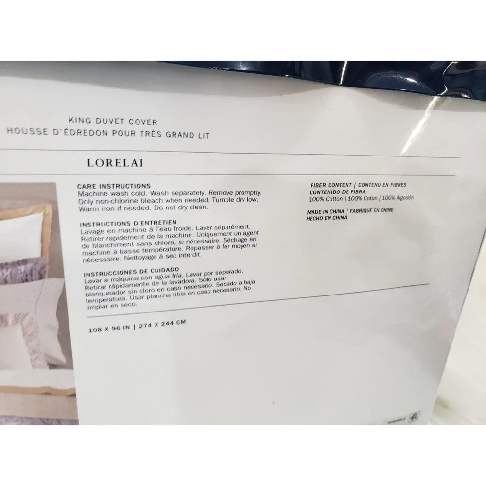 NEW Ralph Lauren Lorelai Periwinkle King Duvet Cover Blue Gold Ikat Boho Coastal